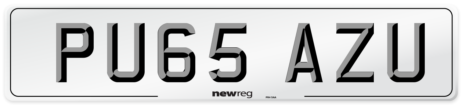 PU65 AZU Number Plate from New Reg